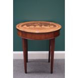 A 19th century Continental marquetry inlaid walnut oval occasional table,