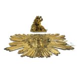 An 18th century gilt bronze model of a putto infant St John and lamb, 9cm wide,