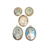 A late 19th/early 20th century Continental portrait miniature on ivory of a fashionable woman in