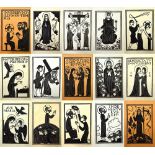 Eric Gill (1882-1940), The Stations of the Cross, fifteen woodcuts, each 7.5cm x 5cm.