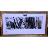 Hans Hartung (1904-1989), G 3, etching and aquatint in colours, 1953, signed, 10.5cm x 28cm.