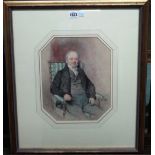 Octavius Oakley (1800-1867); Portrait of a gentleman seated in armchair, watercolour,