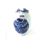 A Chinese blue and white egg-shaped vase, 20th century, painted with phoenix roundels,