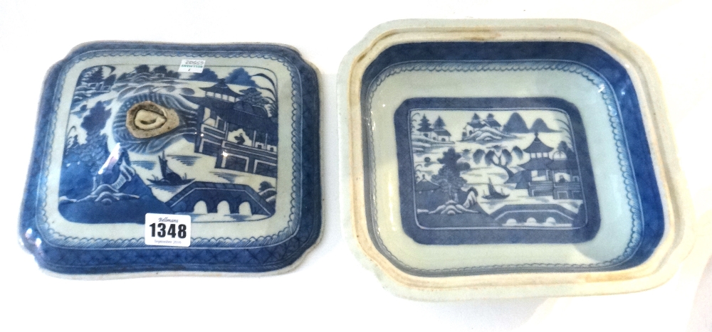 A group of Chinese blue and white porcelain, 19th century, each painted with a river landscape, - Image 9 of 10