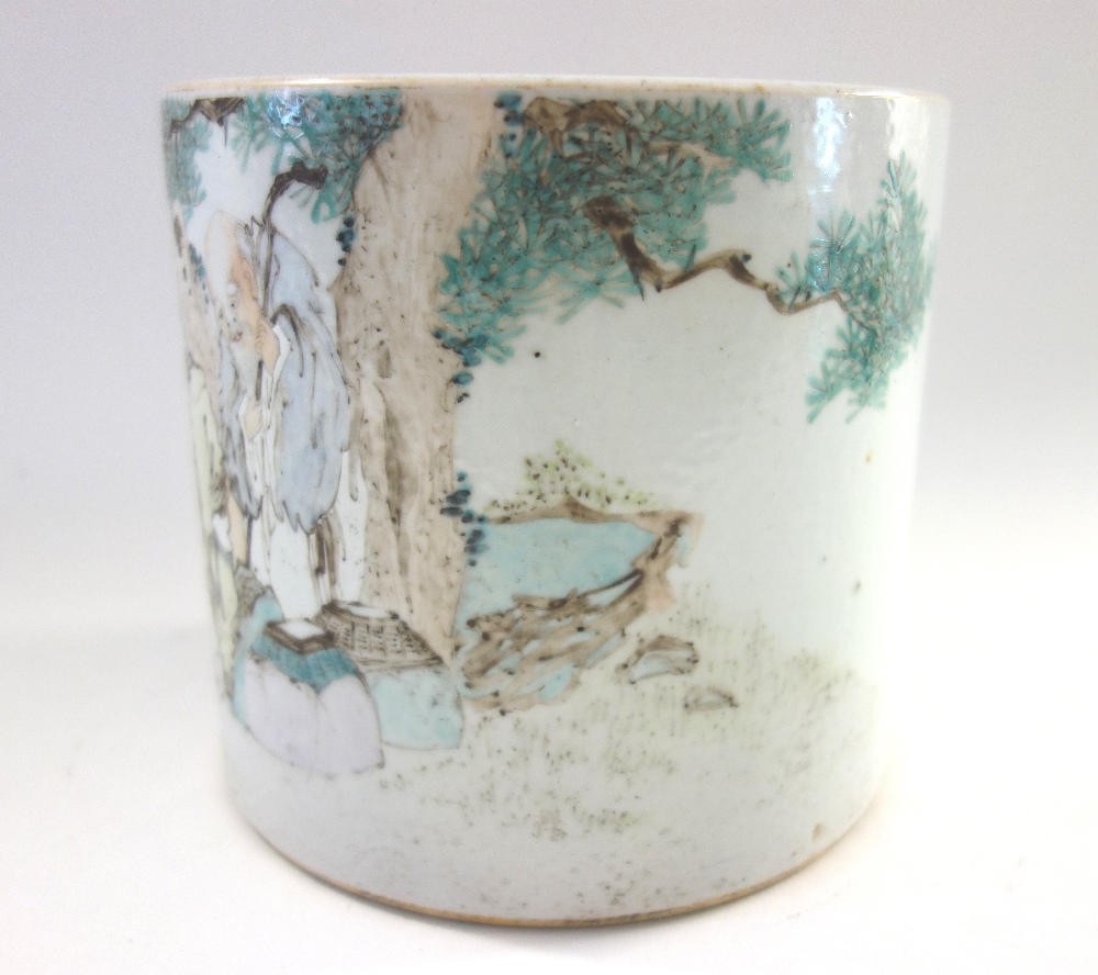 A Chinese porcelain cylindrical brush pot, 20th century, - Image 2 of 5