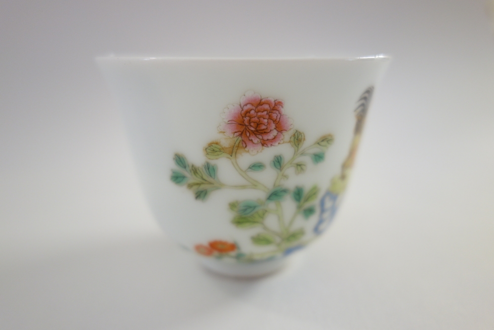 A Chinese famille-rose teabowl, blue Jiaqing sealmark but later, - Image 2 of 4