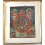 A Tibetan mandala, 19th century, pigment on linen laid on board,