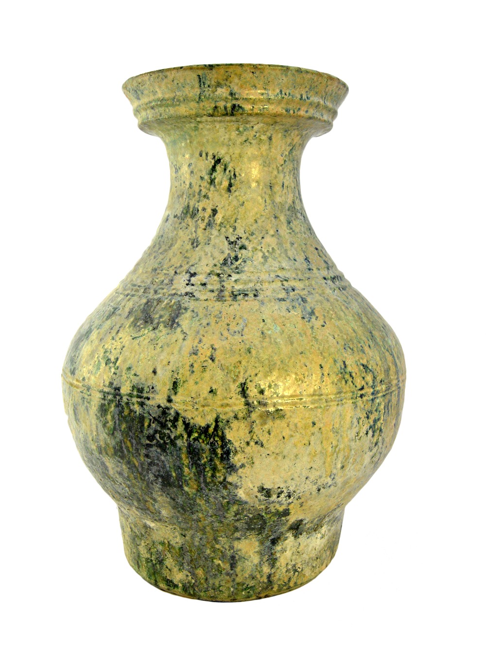 A large Chinese green glazed pottery wine jar, Hu, Han Dynasty,