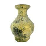 A large Chinese green glazed pottery wine jar, Hu, Han Dynasty,