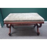 A George IV mahogany rectangular footstool, on 'X' frame base, 85cm wide.