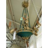 A pair of bronze Louis XVI style six branch chandeliers, modern,