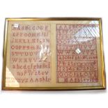 An alphabet sampler by Martha Ann Phelps 1837 (37cm x 29cm),