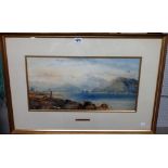 William Nicholson (1781-1844), Lake scene, watercolour, 25cm x 49cm.