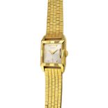 A gentleman's gold square cased Longines wristwatch,