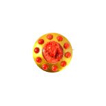 A Victorian carved coral brooch, of circular form,