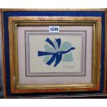 Georges Braque (1882-1963), L'Oiseau Blau, colour lithograph, signed in the plate. 12cm x 17cm.