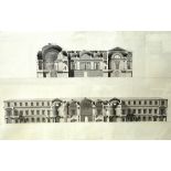 Attributed to Lorenzo Santi (1837-1870), Designs for a palace, a pair, pen, ink and grey wash,