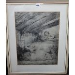 Attributed to George Morland, Pig and sow, pencil, bears initials and date 1792, 46cm x 35cm.