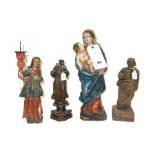 An 18th century carved wooden figure depicting a biblical subject 29cm high;