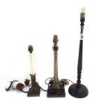 A pair of Georgian style turned mahogany candlesticks (50cm high),