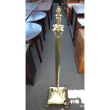 An Edwardian adjustable brass standard lamp of Corinthian column form,