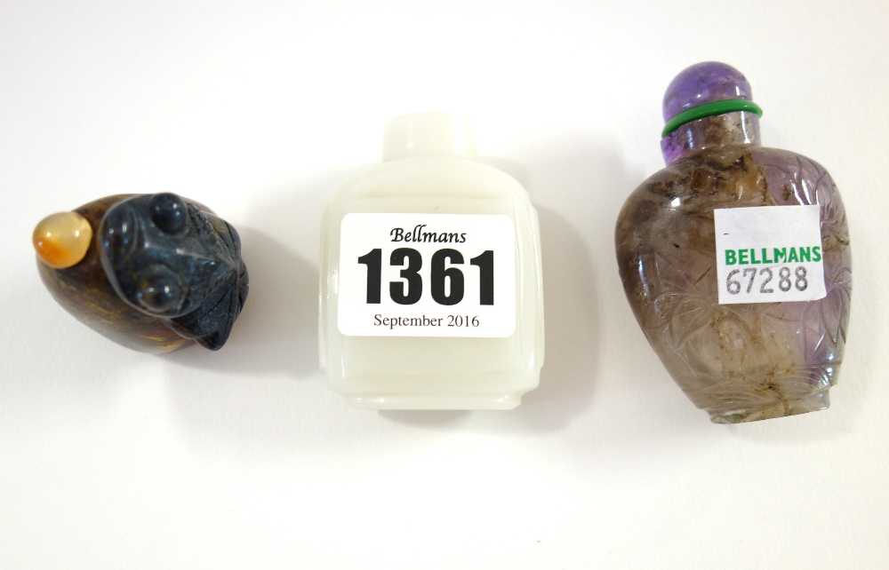 Three Chinese snuff bottles, 20th century,