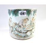 A Chinese porcelain cylindrical brush pot, 20th century,