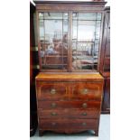 A George III mahogany secretaire bookcase,