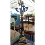 A pair of bronze Empire style six branch candelabra/table lamps, modern,