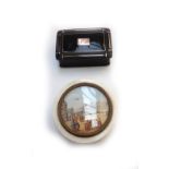 A French tortoiseshell and 9ct gold inlaid snuff box, 19th century, of rectangular form, 6cm wide,