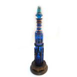 A Bohemian gilt blue glass scent bottle and stopper,