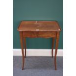 A 19th century Italian walnut side table, the shaped top with end frieze drawer,