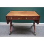 A Regency and later mahogany and rosewood banded sofa table,