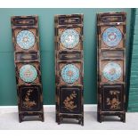 A 20th century Chinese black lacquer six fold draught screen,