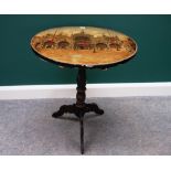 A 19th century ebonised circular occasional table,