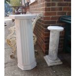 A 20th century white marble pedestal, with fluted octagonal column 78cm high,