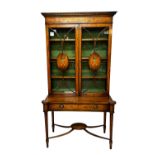 A pair of 20th century painted satinwood display cabinets on stands,