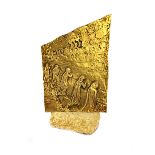 Salvador Dali (1904-1989), 'Wailing Wall', gilt bronze relief on a stone base,