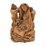 A Tyrolean style carved limewood group, 19th century,