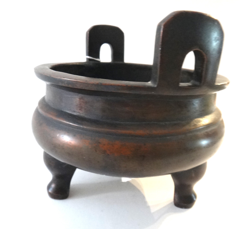 A Chinese bronze censer, Xuande six character mark, but later, - Image 4 of 5