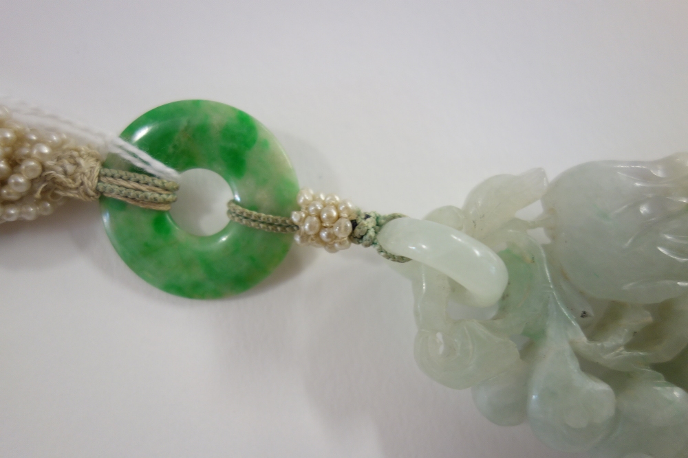 A Chinese jadeite pendant, 20th century, carved as branches of peaches and finger citron, - Image 4 of 5