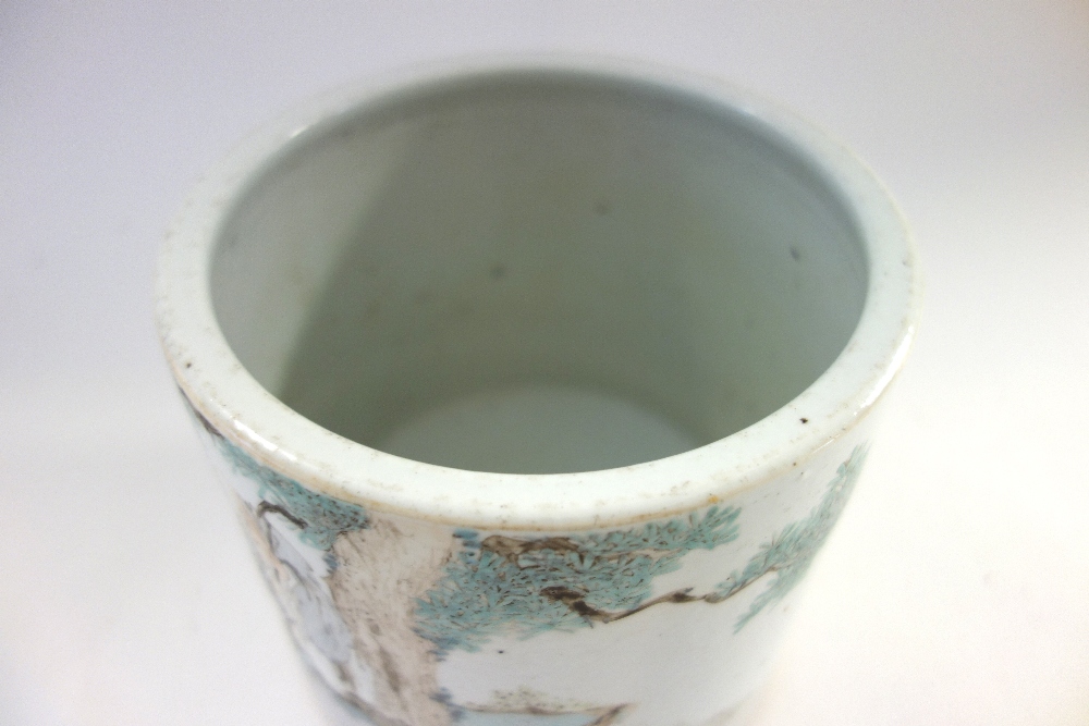 A Chinese porcelain cylindrical brush pot, 20th century, - Image 3 of 5