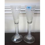 A pair of English glass flutes, 20th century, of mid 18th century style,