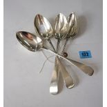 A pair of Victorian Scottish silver Old English pattern tablespoons, J Muir Jr?, Glasgow 1843,