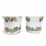 A pair of Herend porcelain jardinieres painted with raised flowering branches, each 15.