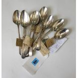 A collection of eight George III Irish silver pointed end tablespoons,