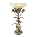 A Victorian electroplate table centrepiece, circa 1870, cast as flowering plants with gilded blooms,