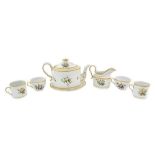 A Spode part tea and coffee service, circa 1800, painted en grisaille with flowers,