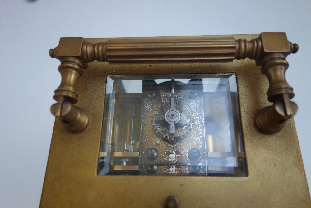 A French late 19th century gilt brass cased carriage clock, - Image 2 of 8