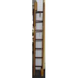 A Georgian style leather bound folding library ladder, late 20th century,